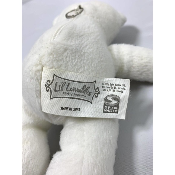 2006 Lil Luvables White Bear Spin Master Toy Teddy Fluffy Factory Hide Pocket - Picture 5 of 12